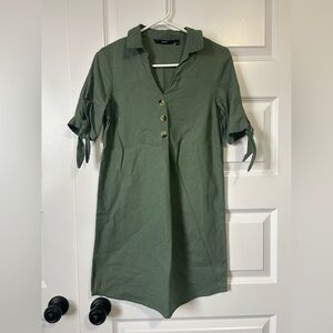 Vero Moda Linen Blend Shift Dress with Tie Sleeves